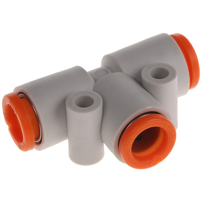 SMC KQ2 Series Tee Tube-to-Tube Adaptor Push In 1/4 in, Push In 1/4 in to Push In 1/4 in, Tube-to-Tube Connection Style