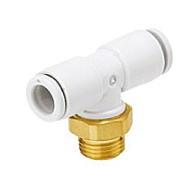 SMC KQ2 Series Tee Threaded Adaptor, Push In 8 mm to Push In 8 mm, Threaded-to-Tube Connection Style