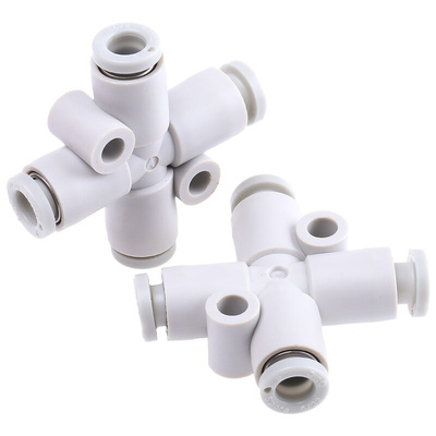 SMC KQ2 Series Cross Tube-to-Tube Adaptor, Push In 4 mm to Push In 4 mm, Tube-to-Tube Connection Style