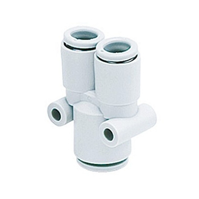 SMC KQ2 Series Y Tube-to-Tube Adaptor, Push In 6 mm to Push In 6 mm, Tube-to-Tube Connection Style