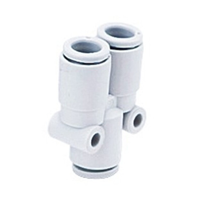 SMC KQ2 Series Y Tube-to-Tube Adaptor, Push In 1/4 in to Push In 1/4 in, Tube-to-Tube Connection Style