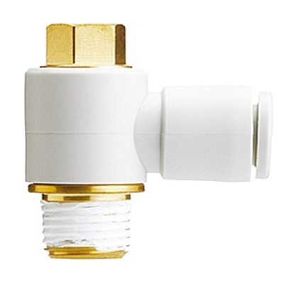 SMC KQ2 Series Elbow Threaded Adaptor, R 3/8 Male to Push In 10 mm, Threaded-to-Tube Connection Style