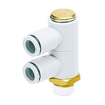 SMC KQ2 Series Elbow Threaded Adaptor, R 1/8 Male to Push In 4 mm, Threaded-to-Tube Connection Style