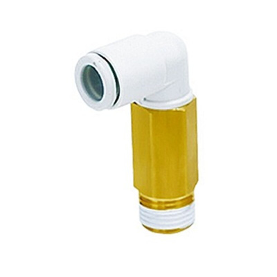 SMC KQ2 Series Elbow Threaded Adaptor, R 1/8 Male to Push In 4 mm, Threaded-to-Tube Connection Style