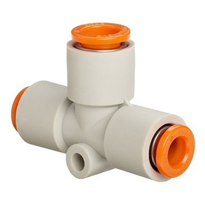 SMC KQ2 Series Tee Tube-to-Tube Adaptor Push In 3/8 in, Push In 1/4 in to Push In 1/4 in, Tube-to-Tube Connection Style