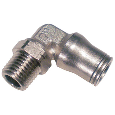 Legris LF3600 Series Elbow Threaded Adaptor, R 1/4 Male to Push In 6 mm, Threaded-to-Tube Connection Style