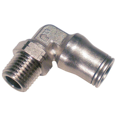 Legris LF3600 Series Elbow Threaded Adaptor, R 3/8 Male to Push In 10 mm, Threaded-to-Tube Connection Style