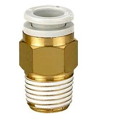 SMC KQ2 Series Straight Threaded Adaptor, R 3/8 Male to Push In 8 mm, Threaded-to-Tube Connection Style