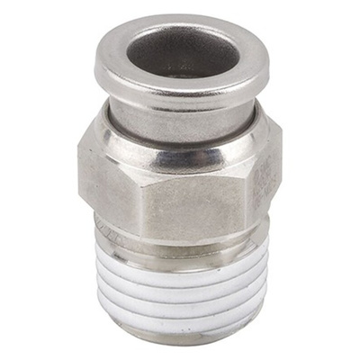 SMC KQG2 Series Straight Threaded Adaptor, NPT 1/8 Male to Push In 1/8 in, Threaded-to-Tube Connection Style