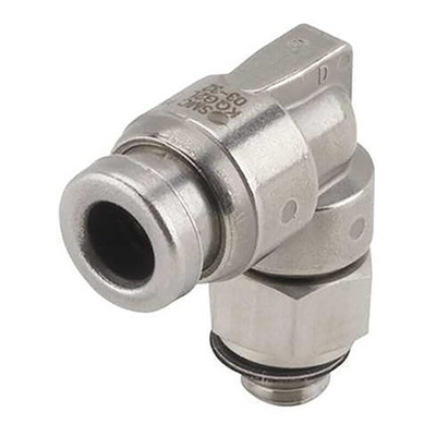SMC KQG2 Series Elbow Threaded Adaptor, NPT 1/8 Male to Push In 1/4 in, Threaded-to-Tube Connection Style