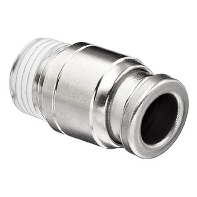 SMC KQG2 Series Straight Threaded Adaptor, NPT 1/8 Male to Push In 1/4 in, Threaded-to-Tube Connection Style