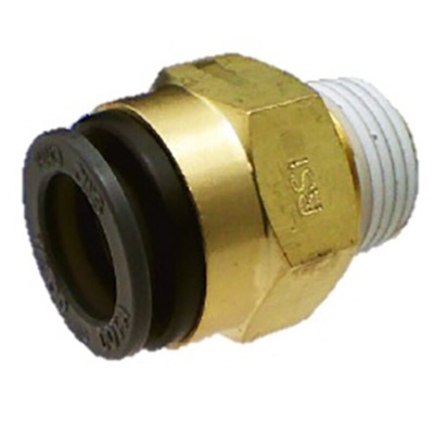 SMC KV2 Series Straight Threaded Adaptor, NPT 1/4 Male to Push In 3/8 in, Threaded-to-Tube Connection Style
