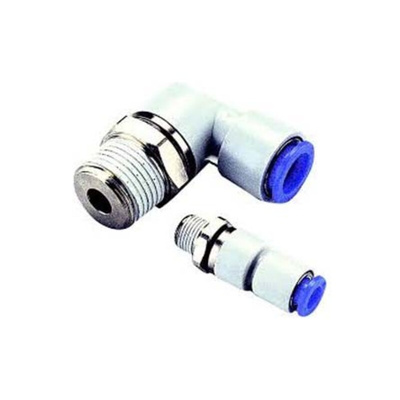 SMC KSL Series Elbow Threaded Adaptor, R 1/4 Male to Push In 10 mm, Threaded-to-Tube Connection Style