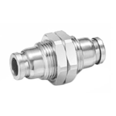 SMC Bulkhead Tube-to-Tube Adaptor, Push In 12 mm to Push In 12 mm, Tube-to-Tube Connection Style
