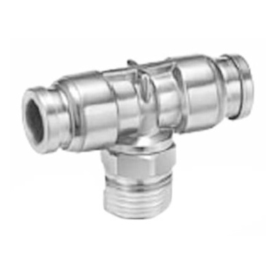 SMC KQG2 Series Tee Threaded Adaptor, Push In 6 mm to Push In 6 mm, Threaded-to-Tube Connection Style