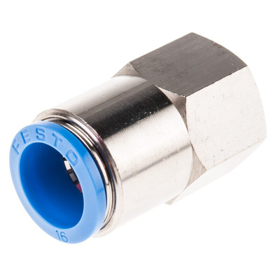 Festo QS Series Straight Threaded Adaptor, G 1/2 Female to Push In 16 mm, Threaded-to-Tube Connection Style, 190654