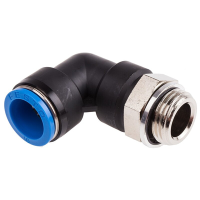 Festo QS Series Elbow Threaded Adaptor, G 1/2 Male to Push In 16 mm, Threaded-to-Tube Connection Style, 186126
