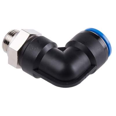 Festo QS Series Elbow Threaded Adaptor, G 3/8 Male to Push In 16 mm, Threaded-to-Tube Connection Style, 186348