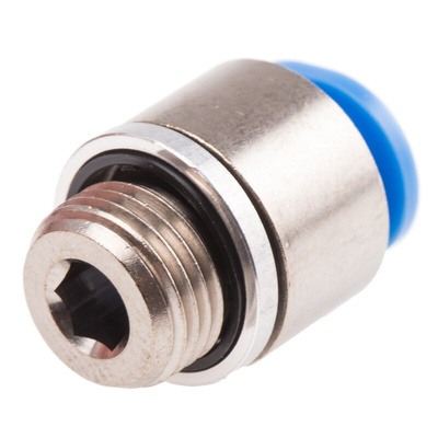 Festo QS Series Straight Threaded Adaptor, G 1/8 Male to Push In 6 mm, Threaded-to-Tube Connection Style, 186267