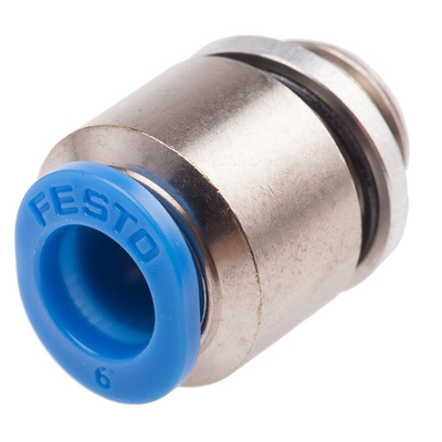 Festo QS Series Straight Threaded Adaptor, G 1/8 Male to Push In 6 mm, Threaded-to-Tube Connection Style, 186267