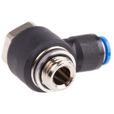 Festo QS Series Elbow Threaded Adaptor, G 1/4 Male to Push In 6 mm, Threaded-to-Tube Connection Style, 186139