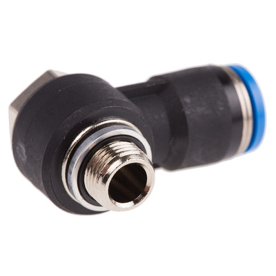 Festo QS Series Elbow Threaded Adaptor, G 1/8 Male to Push In 8 mm, Threaded-to-Tube Connection Style, 186140