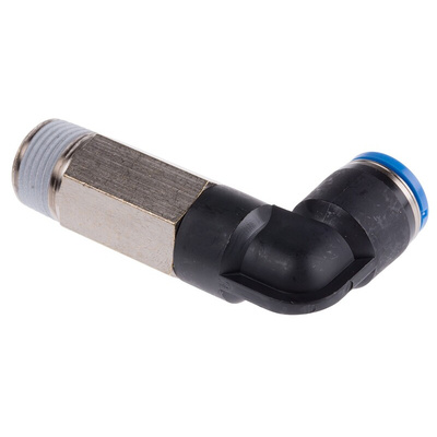 Festo QS Series Elbow Threaded Adaptor, R 3/8 Male to Push In 10 mm, Threaded-to-Tube Connection Style, 153083