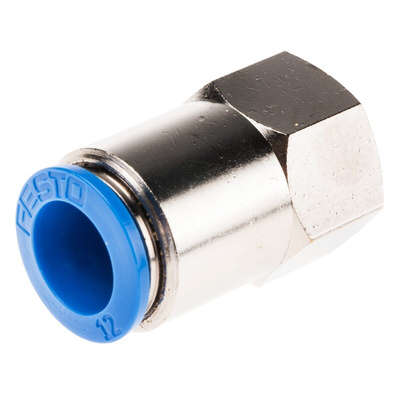 Festo QS Series Straight Threaded Adaptor, G 3/8 Female to Push In 12 mm, Threaded-to-Tube Connection Style, 153030