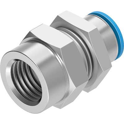 Festo QSSF Series Straight Threaded Adaptor, G 1/8 Female to Push In 8 mm, Threaded-to-Tube Connection Style, 153165