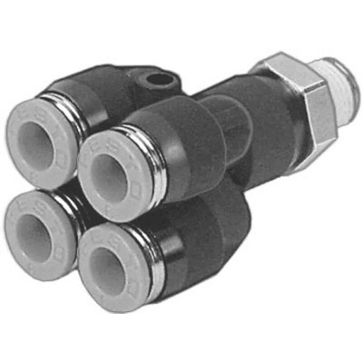 Festo QSQ Series Double Y Threaded-to Tube Adaptor, Push In 4 mm to Push In 4 mm, 153206