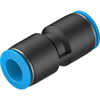 Festo QS Series Straight Tube-to-Tube Adaptor, Push In 10 mm to Push In 10 mm, Tube-to-Tube Connection Style, 130689