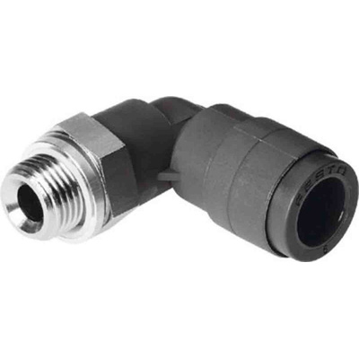 Festo Elbow Threaded Adaptor, G 3/8 Male to Push In 12 mm, Threaded-to-Tube Connection Style, 186333