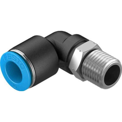 Festo Elbow Threaded Adaptor, R 1/4 Male to Push In 10 mm, Threaded-to-Tube Connection Style, 130733