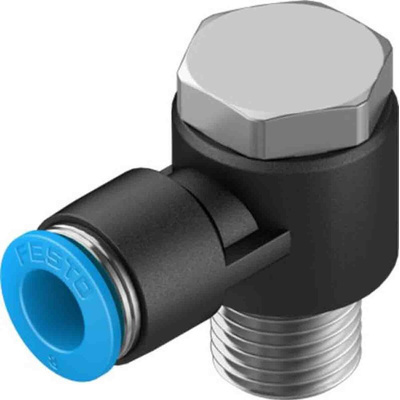 Festo Elbow Threaded Adaptor, R 1/4 Male to Push In 8 mm, Threaded-to-Tube Connection Style, 130753
