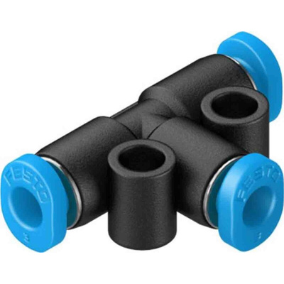 Festo QS Series Tee Tube-to-Tube Adaptor, Tube-to-Tube Connection Style, 153365