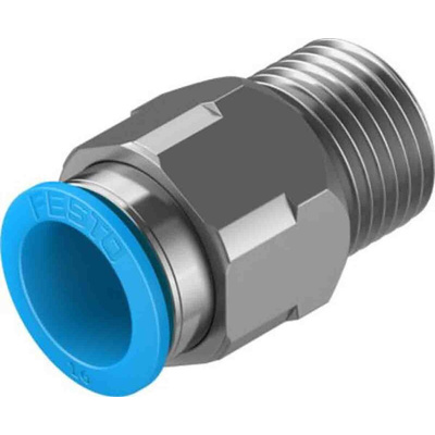 Festo Straight Threaded Adaptor, R 1/2 Male to Push In 16 mm, Threaded-to-Tube Connection Style, 130685