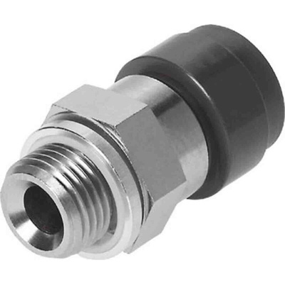 Festo Straight Threaded Adaptor, G 1/4 Male to Push In 8 mm, Threaded-to-Tube Connection Style, 186317