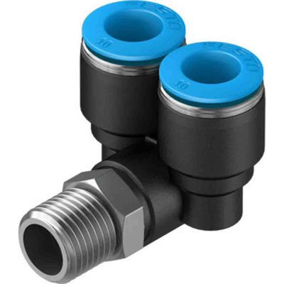 Festo Y Threaded Adaptor, Push In 10 mm to Push In 10 mm, Threaded-to-Tube Connection Style, 153178