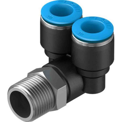 Festo Y Threaded Adaptor, Push In 10 mm to Push In 10 mm, Threaded-to-Tube Connection Style, 153179