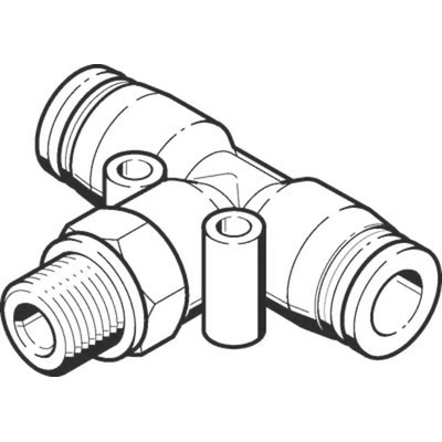 Festo Tee Threaded Adaptor, Push In 16 mm to Push In 16 mm, Threaded-to-Tube Connection Style, 186167