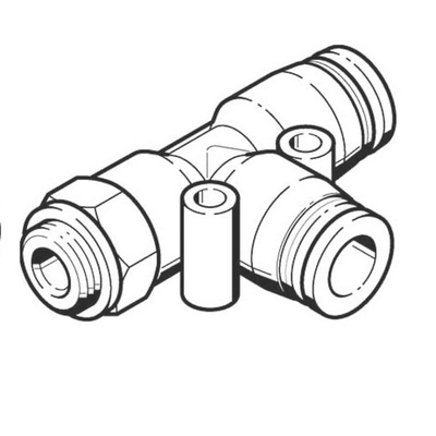 Festo Tee Threaded Adaptor, Push In 16 mm to Push In 16 mm, Threaded-to-Tube Connection Style, 186178