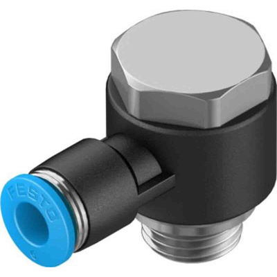 Festo Elbow Threaded Adaptor, G 1/4 Male to Push In 6 mm, Threaded-to-Tube Connection Style, 132063