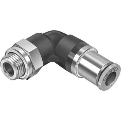 Festo Elbow Threaded Adaptor, G 1/8 Male to Push In 8 mm, Threaded-to-Tube Connection Style, 186307