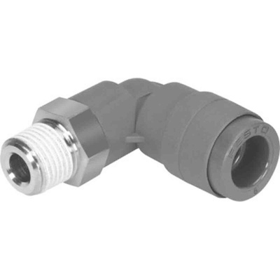 Festo Elbow Threaded Adaptor, R 3/8 Male to Push In 8 mm, Threaded-to-Tube Connection Style, 160517