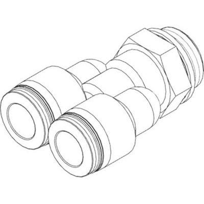 Festo Y Threaded Adaptor, G 3/8 Male to G 3/8 Male, Threaded-to-Tube Connection Style, 186186