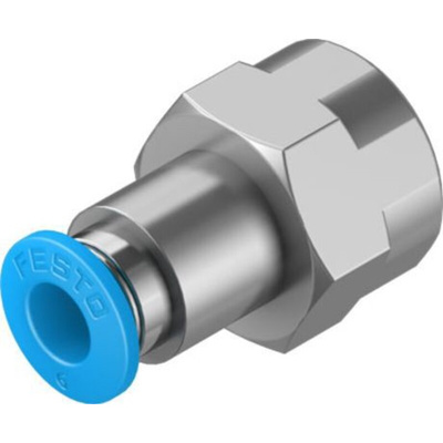 Festo Straight Threaded Adaptor, R 1/4 Female to Push In 6 mm, Threaded-to-Tube Connection Style, 130712