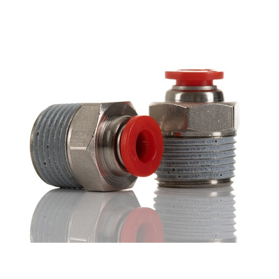 Norgren PNEUFIT Series Threaded-to-Tube, Push In 6 mm to R 3/8, Threaded-to-Tube Connection Style