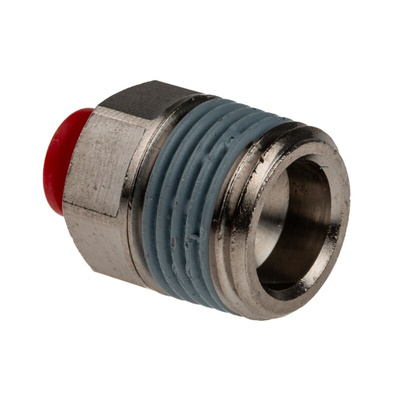 Norgren PNEUFIT Series Straight Fitting, Push In 6 mm to R 1/2, Threaded-to-Tube Connection Style