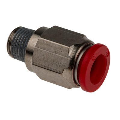 Norgren PNEUFIT Series Straight Fitting, Push In 8 mm to R 1/8, Threaded-to-Tube Connection Style