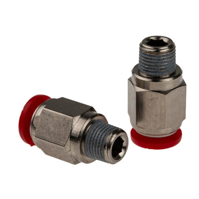 Norgren PNEUFIT Series Straight Fitting, Push In 8 mm to R 1/8, Threaded-to-Tube Connection Style